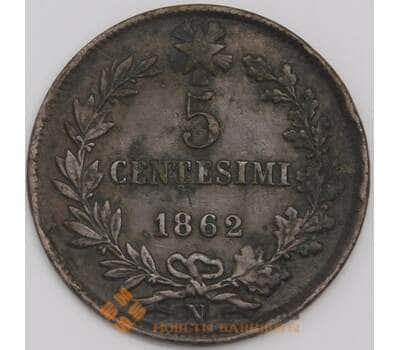 Монета Италия 5 чентезимо 1862 N КМ3 VF- арт. 40514