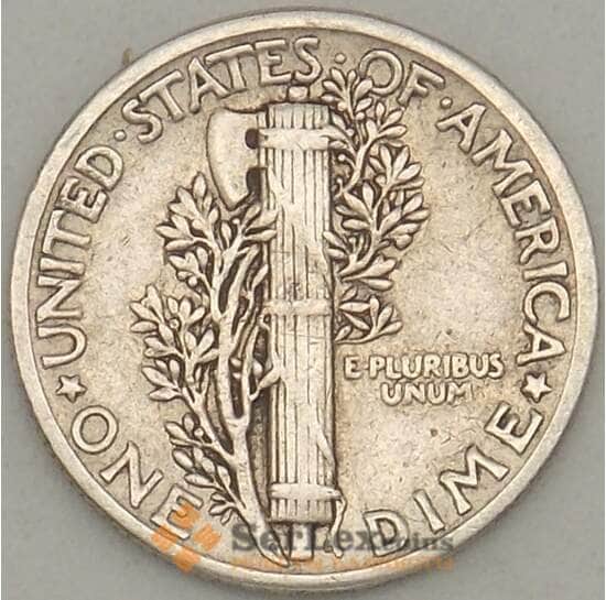 США дайм 10 центов 1943 КМ140 XF Серебро Без знака мондвора (J05.19) арт. 17805