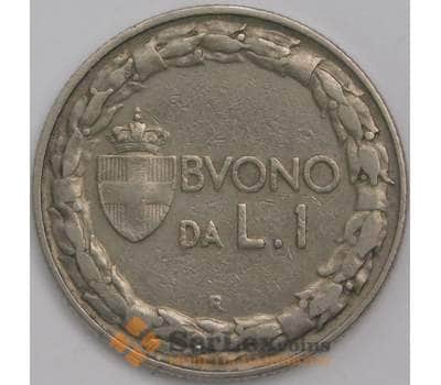 Монета Италия 1 лира 1922 КМ62 VF  арт. 22718