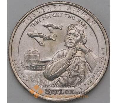 Монета США 25 центов 2021 UNC 56 Парк Алабама, Пилоты Тускиги P арт. 28363