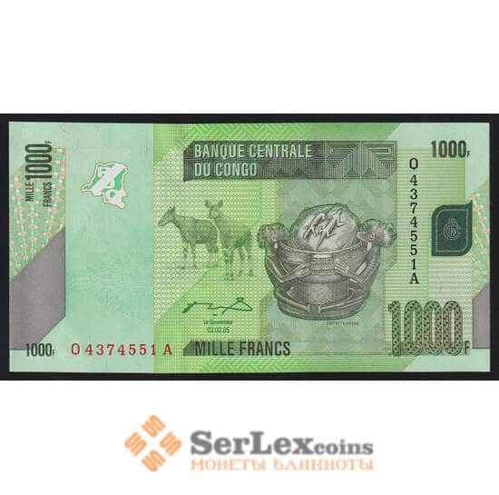 Конго 1000 франков 2005 Р101а UNC арт. 52818