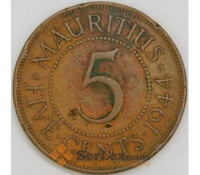 Маврикий 5 центов 1944 КМ20 VG арт. 56392