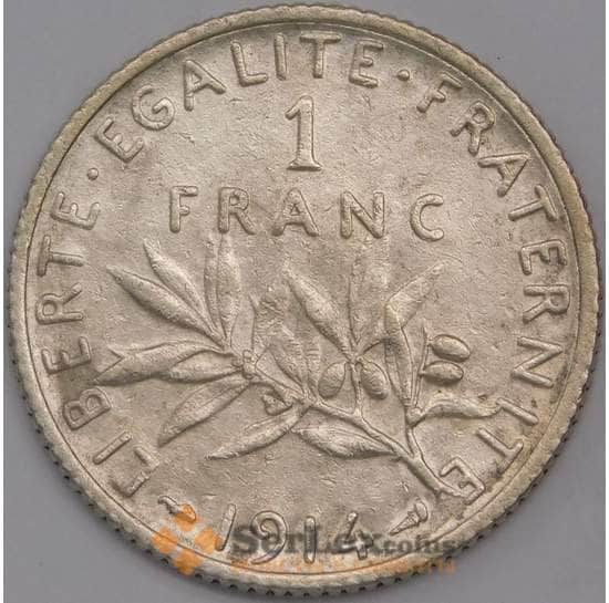 Франция 1 франк 1914 КМ844.1 XF арт. 40649