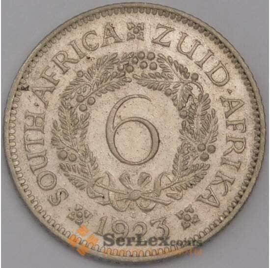 Южная Африка ЮАР монета 6 пенсов 1923 КМ16а XF арт. 42130