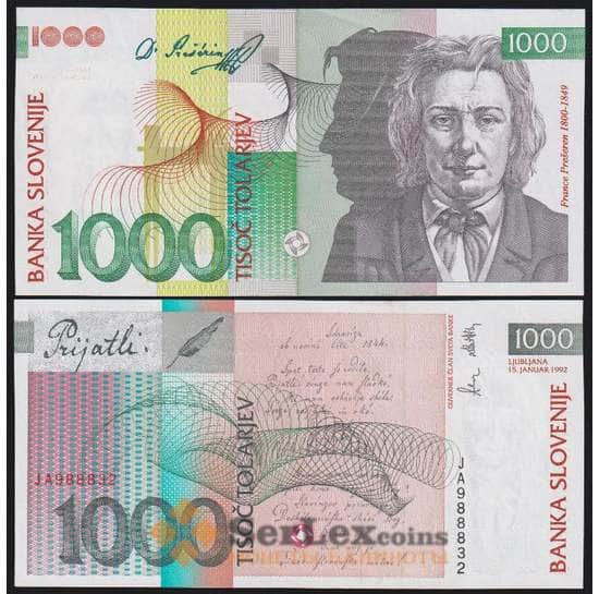 Словения банкнота 1000 толаров 1992 Р18 UNC арт. 48350