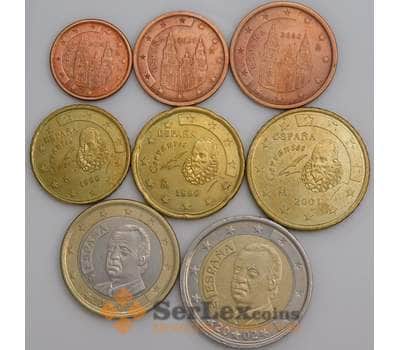 Испания набор Евро монет 1 цент - 2 евро 1999-2006 XF-AU(8 шт) арт. 45682
