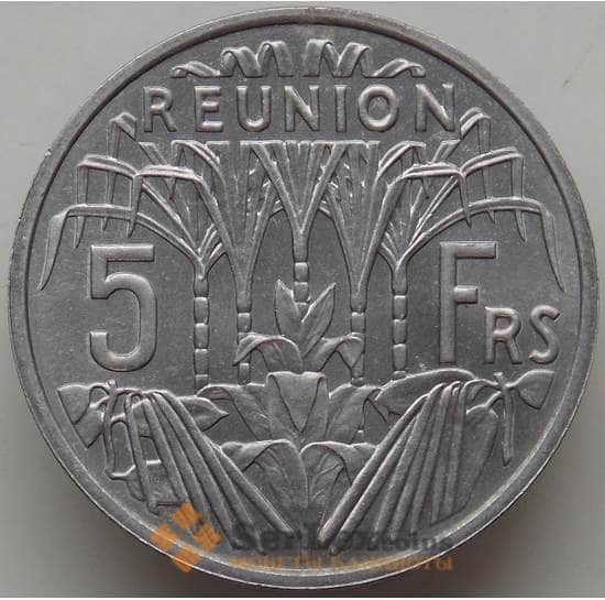 Реюньон 5 франков 1955 КМ9 UNC арт. 12591