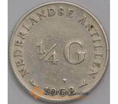 Монета Нидерландские Антиллы 1/4 гульдена 1962 КМ4 VF арт. 39827