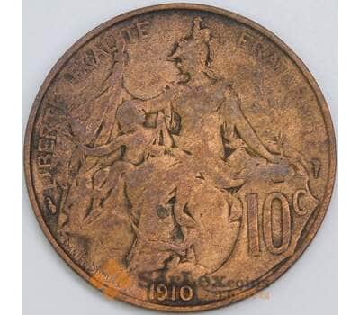 Франция 10 сантимов 1910 КМ843 F арт. 57428