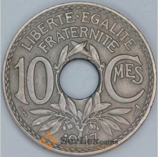 Франция 10 сантимов 1917 КМ866а XF арт. 57045