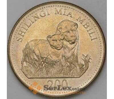 Монета Танзания 200 шиллингов 2008 КМ34 UNC фауна арт. 28727