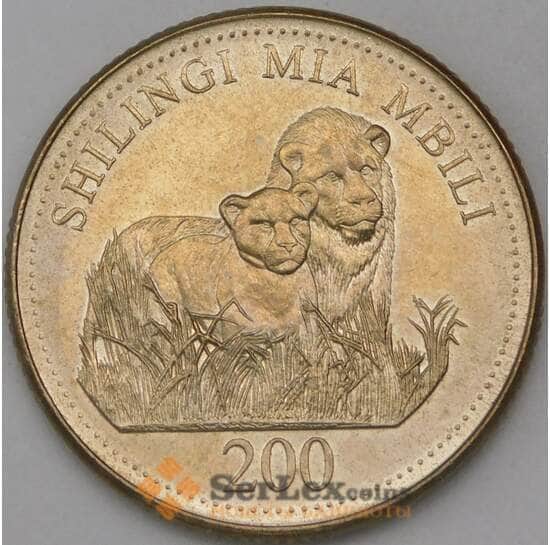 Танзания монета 200 шиллингов 2008 КМ34 UNC фауна арт. 28727