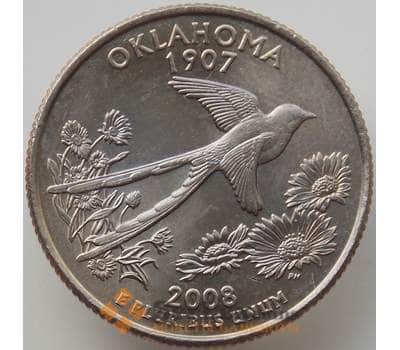 Монета США 25 центов 2008 P КМ421 Оклахома Серия Штаты AU арт. 12306