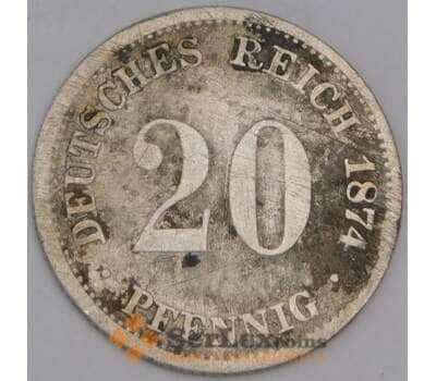 Германия монета 20 пфеннингов 1874 D КМ5 F  арт. 44519