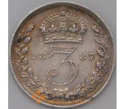 Монета Великобритания 3 пенса 1887 КМ758 XF арт. 26318