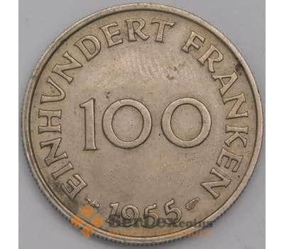Саар (Саарленд) монета 100 франков 1955 КМ4 XF арт. 43152