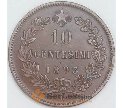 Италия 10 чентезимо 1893 R КМ27 XF арт. 56597