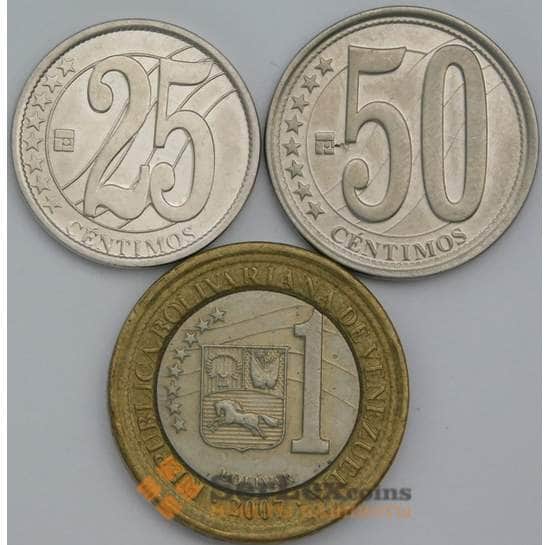 Венесуэла набор монет 25, 50 сентимо 1 боливар  2007 (3 шт) Y91-92-93 AU арт. 38786