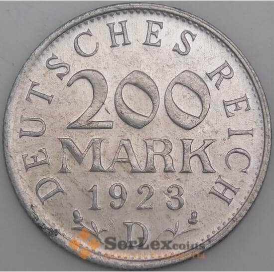 Германия монета 200 марок 1923 D КМ35 AU арт. 46097