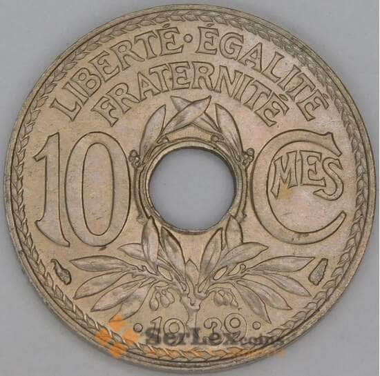 Франция 10 сантимов 1939 КМ889 UNC арт. 54065