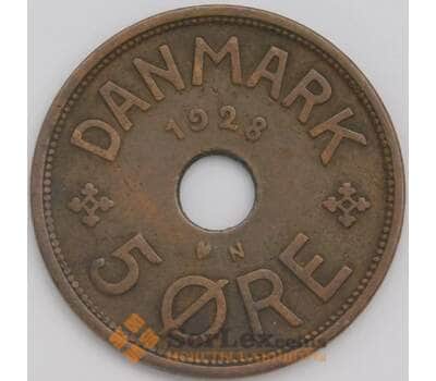 Монета Дания 5 эре 1928 КМ828.2 XF арт. 5869