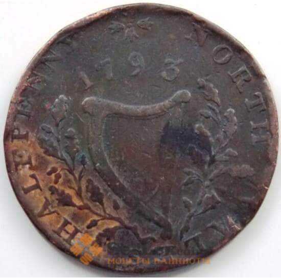 Великобритания (Уэльс) 1/2 пенни 1793 F арт. 5859