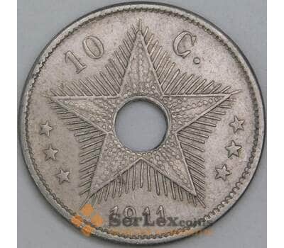 Монета Бельгийское Конго 10 сантимов 1911 КМ18 VF арт. 6067