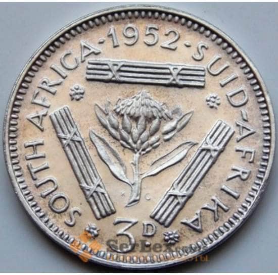 Южная Африка ЮАР 3 пенса 1952 КМ35.2 Proof Серебро арт. 6080