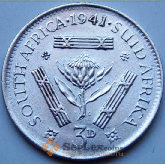 Южная Африка ЮАР 3 пенса 1941 КМ26 XF Серебро арт. 6082