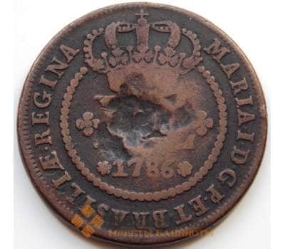 Монета Бразилия 5 рейс 1786 КМ214.2 VF с надпечаткой арт. 6084