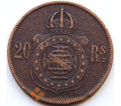 Монета Бразилия 20 рейс 1868 КМ474 VF арт. 6087