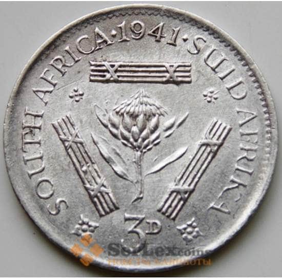 Южная Африка ЮАР 3 пенса 1941 КМ26 XF Серебро арт. 6098