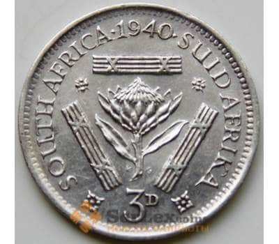 Монета Южная Африка ЮАР 3 пенса 1940 КМ26 XF Серебро арт. 6100