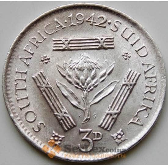 Южная Африка ЮАР 3 пенса 1942 КМ26 XF Серебро арт. 6101