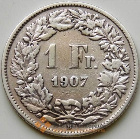 Швейцария 1 франк 1907 КМ4 VF Серебро арт. 6111