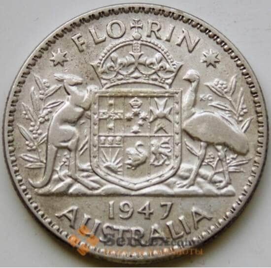 Австралия 1 флорин 1947 КМ40а VF Серебро арт. 6118