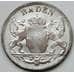 Монета Германия - Баден 3 крейцера 1855 КМ211 VF Серебро арт. 6124
