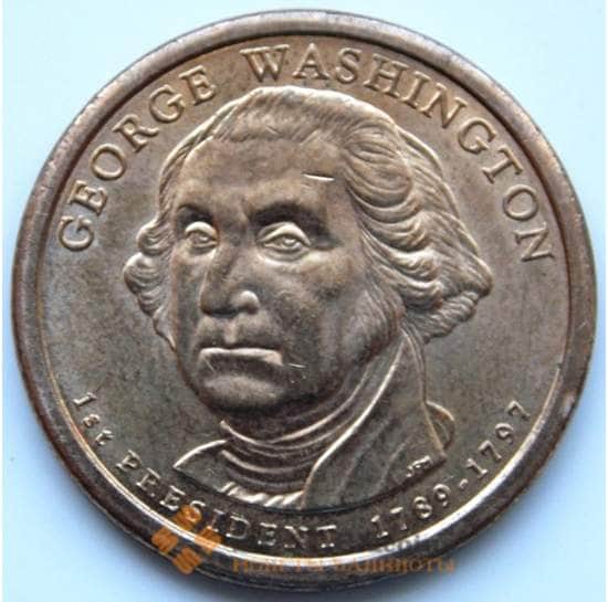 США 1 доллар 2007 D 1-й президент США Джордж Вашингтон  КМ401 aUNC арт. 6335