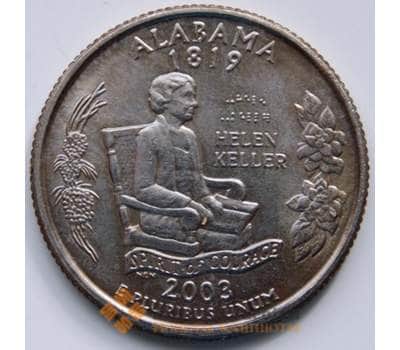 Монета США 25 центов 2003 P Серия: "Штаты", Штат: Алабама  КМ344 aUNC арт. 6459
