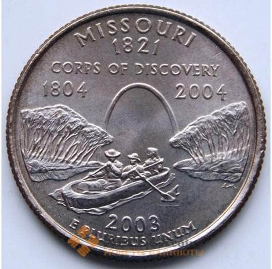 США 25 центов 2003 P Серия: "Штаты", Штат: Миссури КМ346 aUNC арт. 6457