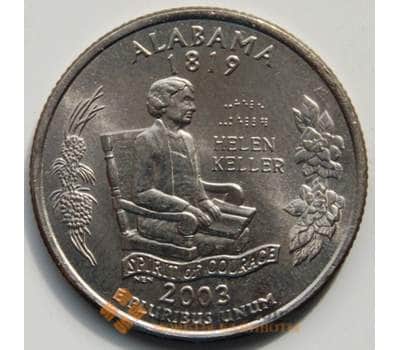 Монета США 25 центов 2003 D Серия: "Штаты", Штат: Алабама КМ344 aUNC арт. 6461
