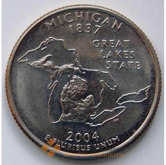 США 25 центов 2004 D Серия: "Штаты", Штат: Мичиган КМ355 aUNC арт. 6462