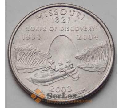 Монета США 25 центов 2003 P Серия: "Штаты", Штат: Миссури  КМ346 aUNC арт. 6469