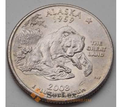 Монета США 25 центов 2008 P Серия: "Штаты", Штат: Аляска  КМ424 aUNC арт. 6477