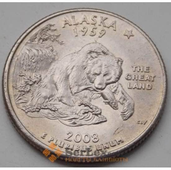 США 25 центов 2008 P Серия: "Штаты", Штат: Аляска  КМ424 aUNC арт. 6477