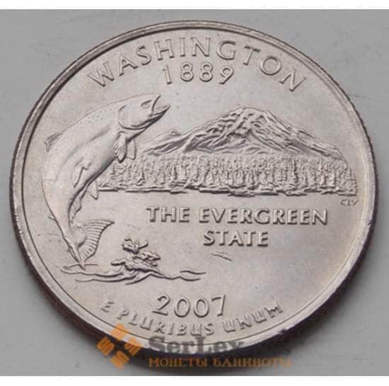 США 25 центов 2007 D Серия: "Штаты", Штат: Вашингтон КМ397 aUNC арт. 6480