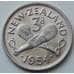 Монета Новая Зеландия 3 пенса 1953-1956 КМ25.1 XF арт. 6225