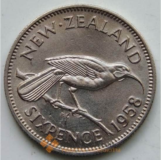 Новая Зеландия 6 пенсов 1958 КМ26.2 XF арт. 6224