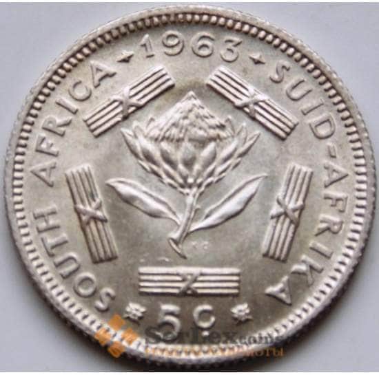 Южная Африка ЮАР 5 центов 1963 КМ59 UNC Серебро арт. 7561