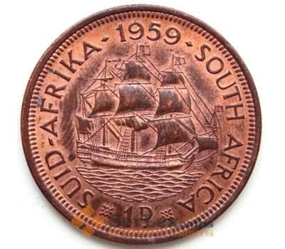 Монета Южная Африка ЮАР 1 пенни 1959 КМ46 AU Корабль арт. 6209